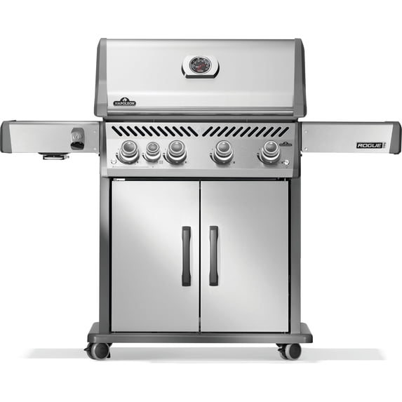 Napoleon Rogue PRO 525 4-Burner Propane Gas Grill in Stainless Steel with Infrared Side Burner and Stainless Steel Cooking Grids