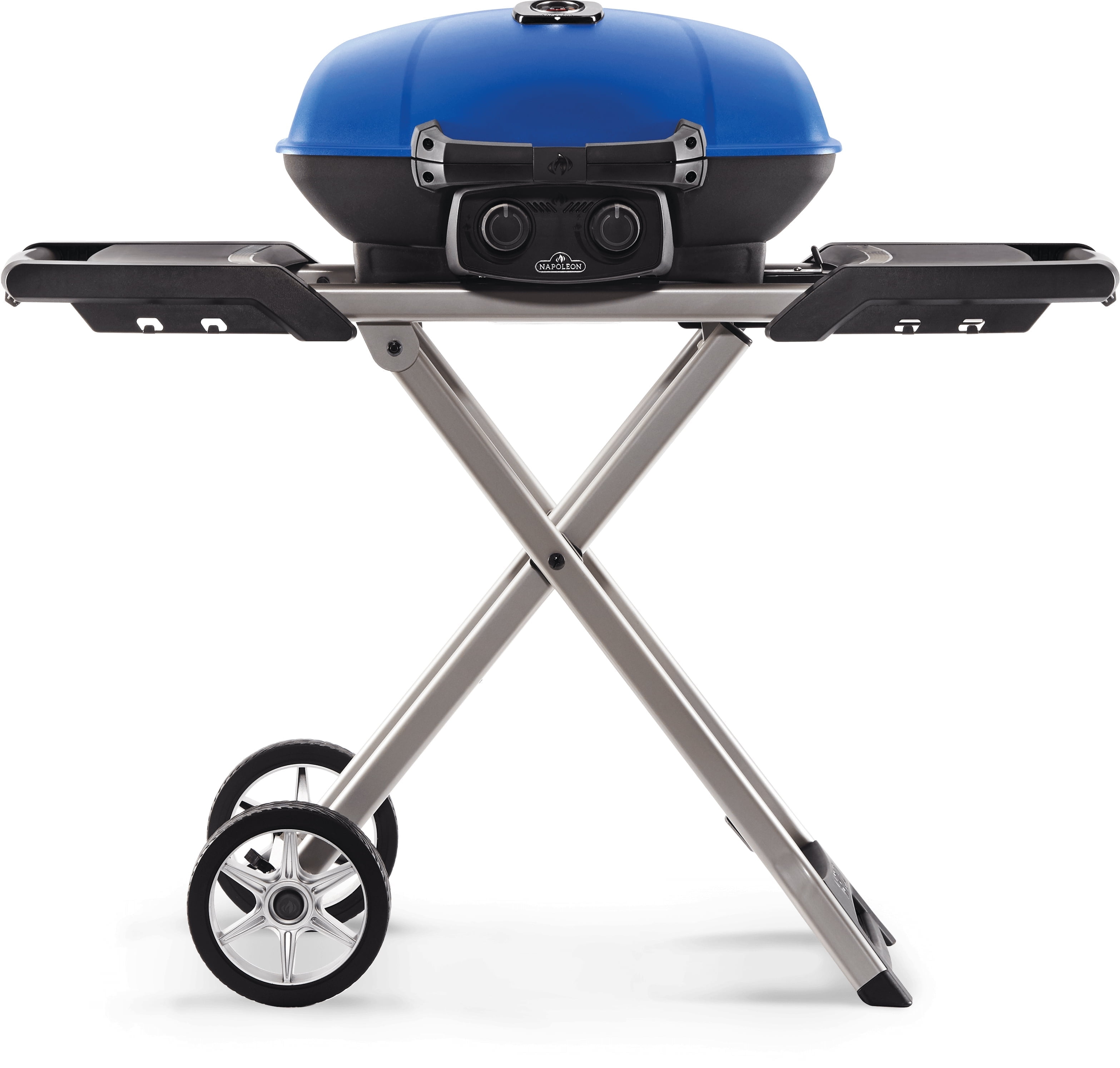 Napoleon TravelQ 285X 1-Burner Portable Propane Gas Grill in Blue with Scissor Cart