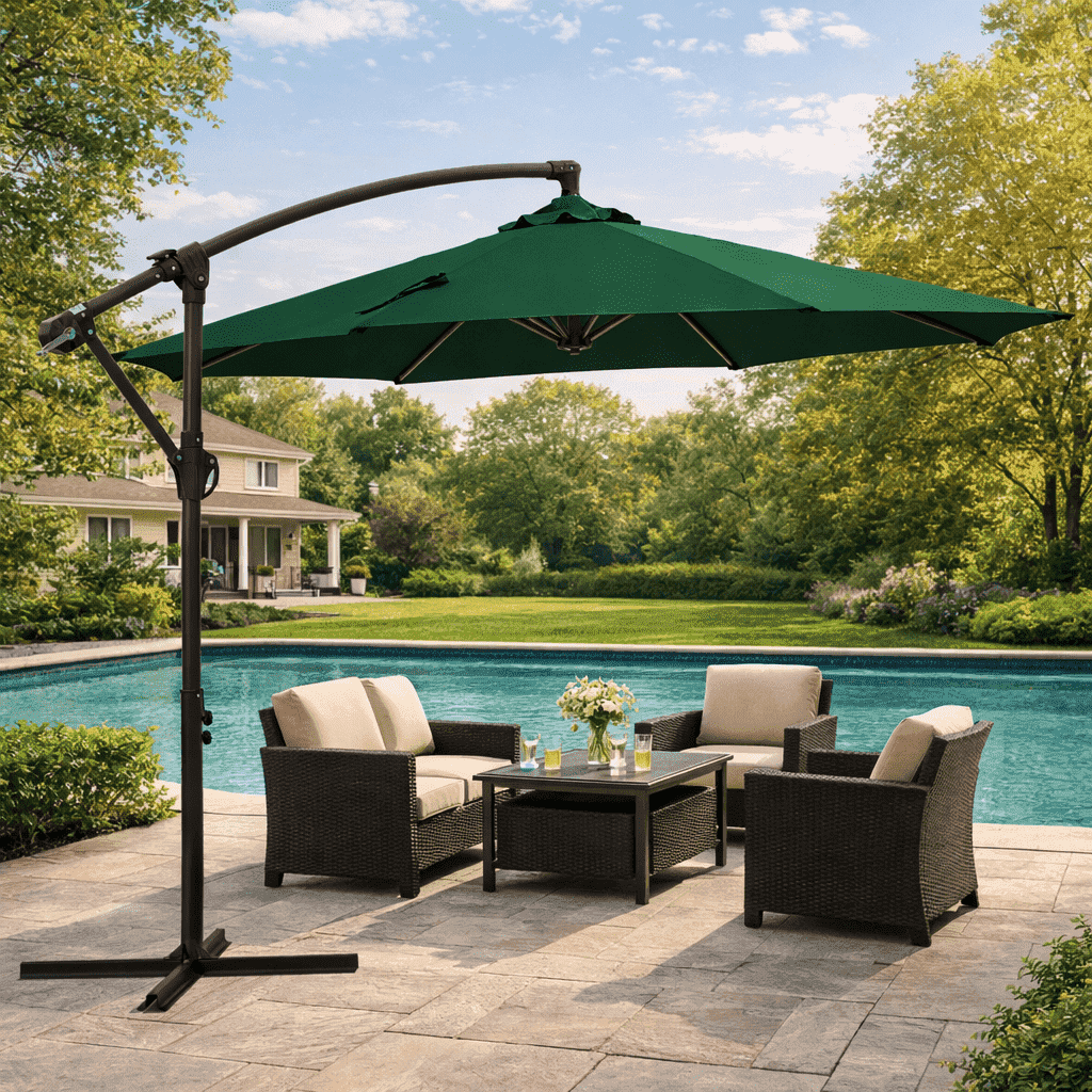 cantilever patio umbrella for oval table Outdoor Round market patio umbrella with 30 tilt for easy PURPLE LEAF Round Tiltable Porch