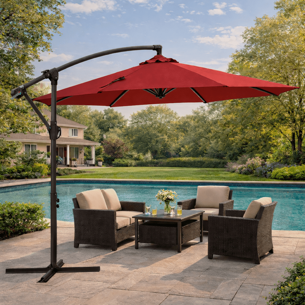 10 to 12 patio umbrella TheLAShop Patio Umbrella Lights Battery with Remote 9-10ft 8-Rib