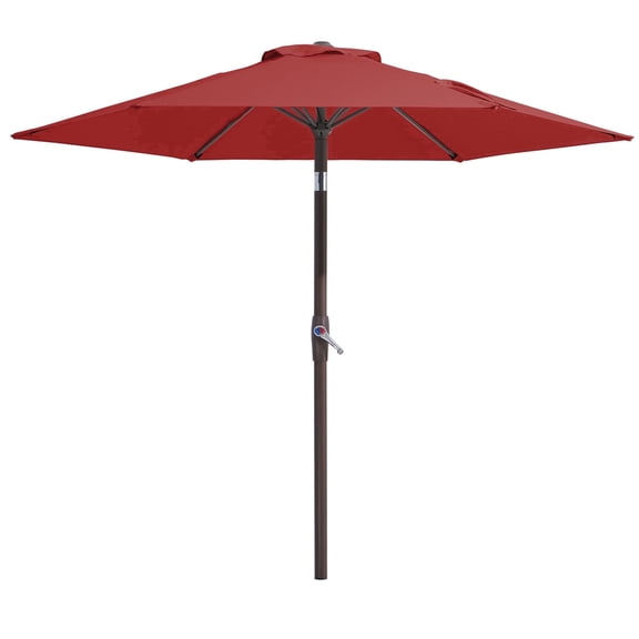 Napwant 7.5ft Patio Umbrella, 6 Sturdy Ribs Outdoor Table Umbrella with Push-Button Tilt & Crank for Garden, Deck, and Pool Red