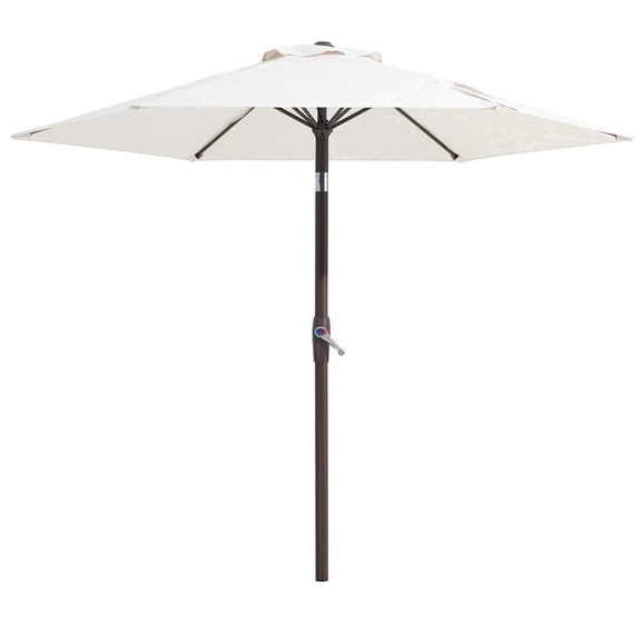 Napwant 7.5ft Patio Umbrella, 6 Sturdy Ribs Outdoor Table Umbrella with Push-Button Tilt & Crank for Garden, Deck, and Pool White