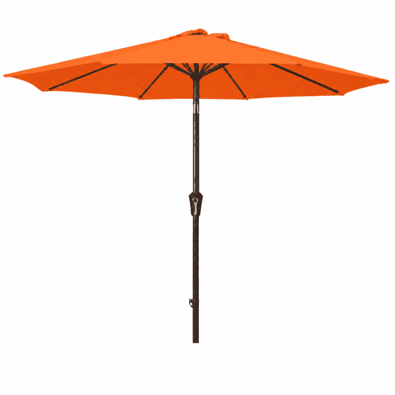 NAPWANT 9ft Patio Umbrella, 8 Sturdy Ribs Outdoor Table Umbrella with Push-Button Tilt & Crank for Garden, Deck, and Pool Bright Orange