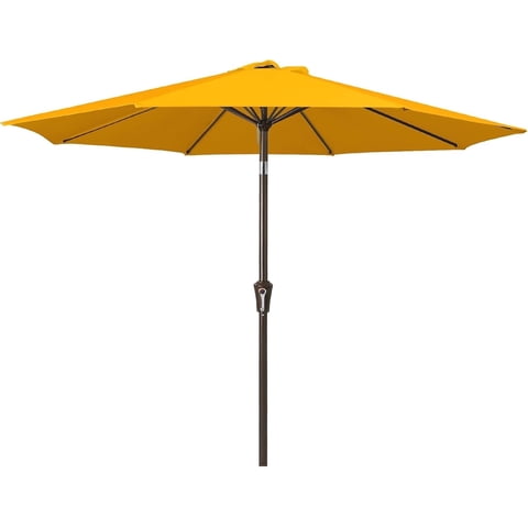NAPWANT 9ft Patio Umbrella, 8 Sturdy Ribs Outdoor Table Umbrella with Push-Button Tilt & Crank for Garden, Deck, and Pool Bright Orange