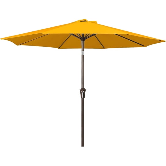 NAPWANT 9ft Patio Umbrella, 8 Sturdy Ribs Outdoor Table Umbrella with Push-Button Tilt & Crank for Garden, Deck, and Pool Bright Orange