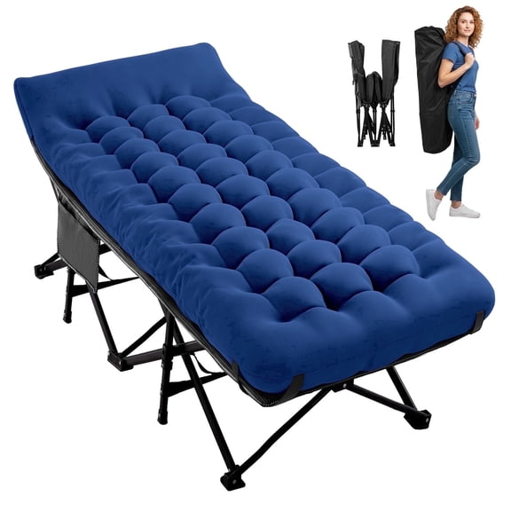 NAPWANT Folding Camping Cot with Mattress, 1200D Oxford Fabric, Includes Carry Bag, Navy