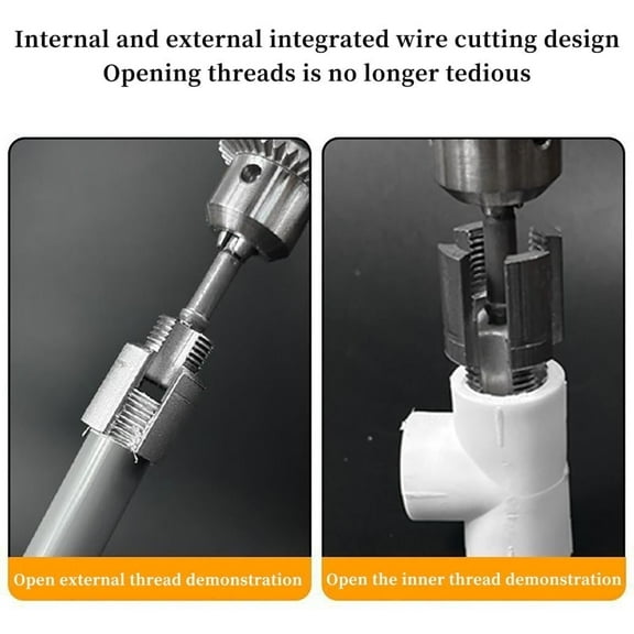 NAQEHNV 2set Of PVC Pipe Internal Thread Cutter PVC Water Pipe Thread Opener Double Ended for Drills and Hand Tools Sanitary Accessories