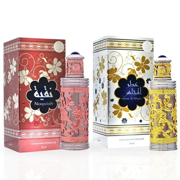 NAQUIAH & ATTAR AL MAJLIS Perfume Oils CPO 18ML (0.6 OZ) By Hamidi | Indulge in the Essence of Arabian Elegance. (BUNDLE)