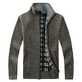thumbnail image 1 of NARABB Clearance Sales Men's Cardigan Zip-Up Jacket Stand Collar Plush Knitting Sweater Long Sleeve Solid Color Zipper Coat, 1 of 2