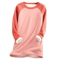 thumbnail image 1 of NARABB Clearance Women's Pullover Long Sleeve Shirts Thick Fleece Sweatshirt Leopard Patchwork Velvet Warm Round Neck Underwear Tops, 1 of 5