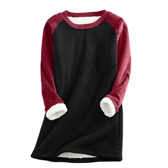 NARABB Women's Thermal Plush Tops Ladies Winter Plus Fleece Warm Christmas Print Top