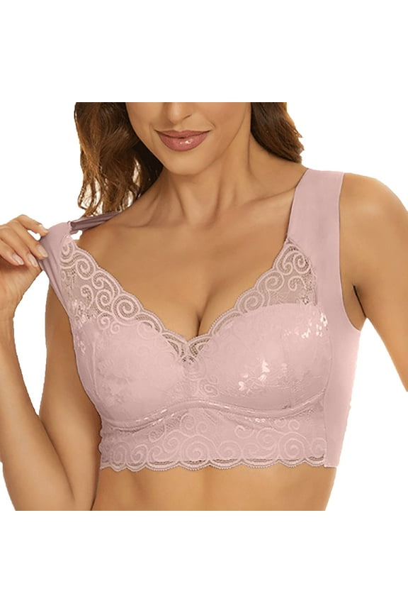 Sales Women 18 Hours Coverage Bar Lace Beauty Back Solid Strap Wrap Plus Size Bra Underwear