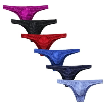 NARABB Men's Bikini Briefs Half Hip Low Waist Color Striped Pes 6PC