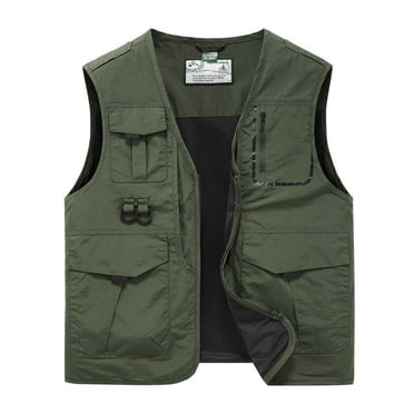 NARABB Men's Sleeveless Warm Vest Thin Sports Multi-bag Quick-drying Loose Vest Mountaineering Tooling Outdoor Vest Jackets
