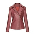 thumbnail image 1 of NARABB Women Leather Jacket Long Sleeve Solid Zipper Leather Tops Cardigan With Pocket Short Coat Jacket, 1 of 5