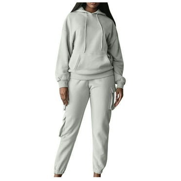 NARABB Women's Hoodie Set Loose Plus Size Ladies Solid Color Hooded Sweater Beamed Workwear Trousers Plush Long Sleeve Hooded Suit