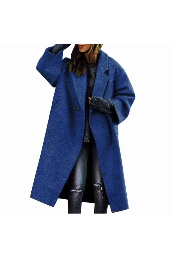 Women's Loose Trench Overcoat Fall And Winter Straight Cardigan Button Pocket Coat