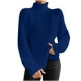 thumbnail image 1 of NARABB Women's Pullover Long Sleeve Knit Sweater Pullove Turtleneck-Neck Sweater Tops Dark Blue-M, 1 of 7
