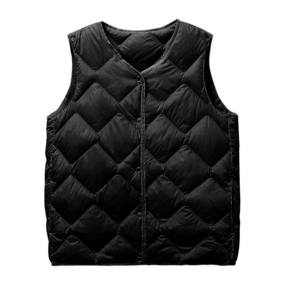 NARABB Women's Sleeveless Vest Jacket Warm Pocket Coat Less Long Jacket Winter Sleeveless Down Parkas Outdoor Warm Coat Black-XXXL