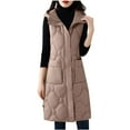 thumbnail image 1 of NARABB Women's Sleeveless Vest Jacket Warm Pocket Hooded Coat Long Jacket Winter Sleeveless Down Parkas Outdoor Warm Coat Brown-XL, 1 of 7