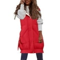 thumbnail image 1 of NARABB Women's Sleeveless Vest Jacket Warm Pocket Hooded Coat Long Jacket Winter Sleeveless Down Parkas Outdoor Warm Coat Red-XL, 1 of 5