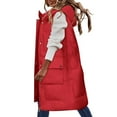 thumbnail image 1 of NARABB Women's Sleeveless Vest Jacket Warm Pocket Hooded Coat Long Jacket Winter Sleeveless Down Parkas Outdoor Warm Coat Red-XXXXXL, 1 of 5