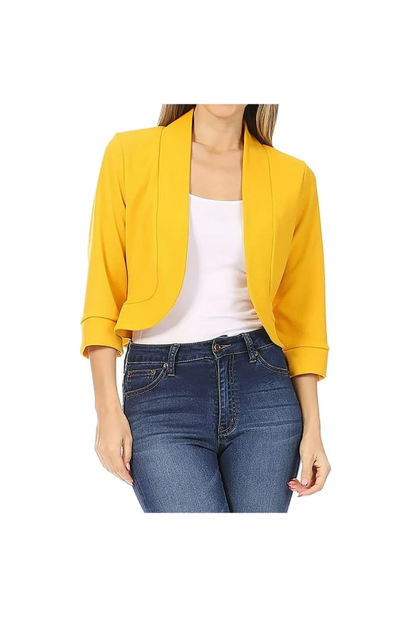 Women's Mid Sleeve Top Solid Color Casual Jacket Business Small Suit Women Suit Jacket