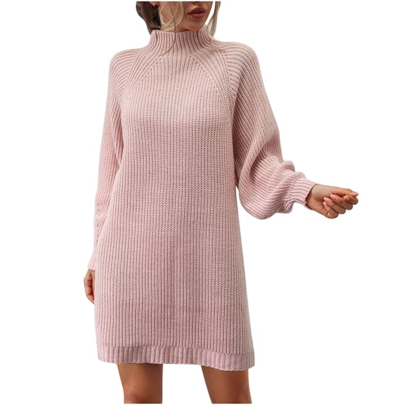 NARABB Women's Sweater Dress Knit Fold Solid Dress Shoulder Short Sleeve Dress