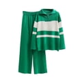 thumbnail image 1 of NARABB Women's Sweater Set Solid Color Long Sleeve Sweater Set Knit Top Long Pants Long Sleeve Turndown Set Loose Fiting Suit, 1 of 4