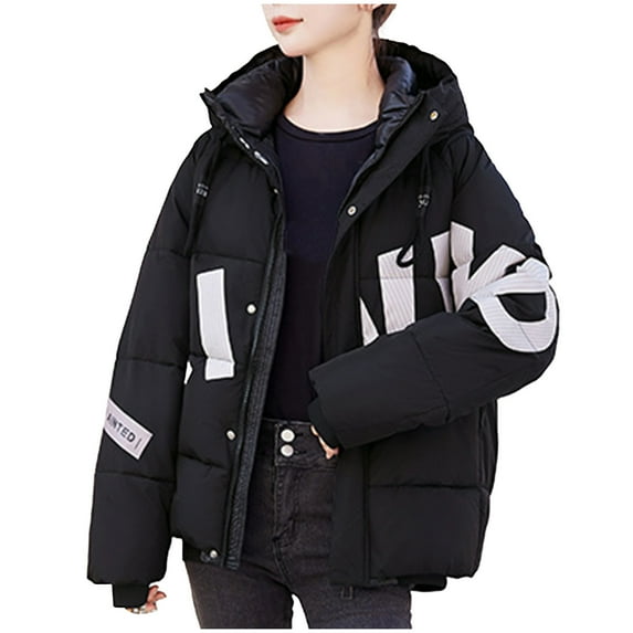 NARABB Women's Warm Puffer Jacket Zipper Coat Long Jacket Winter Long Sleeve Long Down Cotton Black M