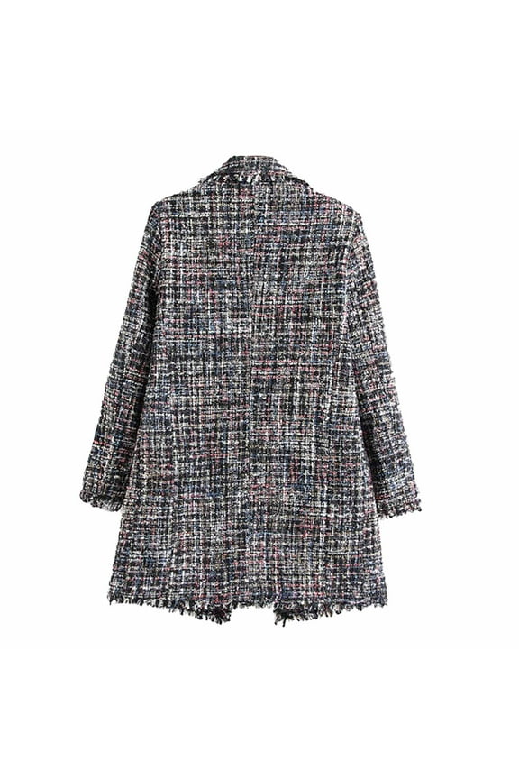 Womens Fall/Winter Jacket Cardigan Coat Mid-Length Long-Sleeved Lattice Pearl Button Plus Size Slim Coat