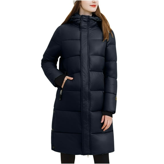 NARABB Womens Puffer Coat New Winter 2023 Plus Size Black Medium Length Down Cotton Jacket Over Knee Loose And Thickened Cotton Jacket
