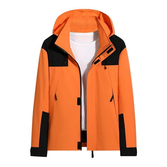 NARABB Year-end Deals Winter Warm Coat for Women Solid Color Block Interchange Jacket Drawstring Pocket Long Sleeve Hooded Sports/Work Warm Outwear Jackets