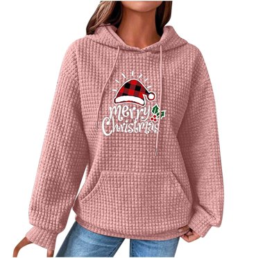 NARABB Year-end Deals Women's Christmas Hoodie Sweatshirts Print Long Sleeve Round Neck Ladies Sweatshirts Plain Christmas Present Sweatershirt