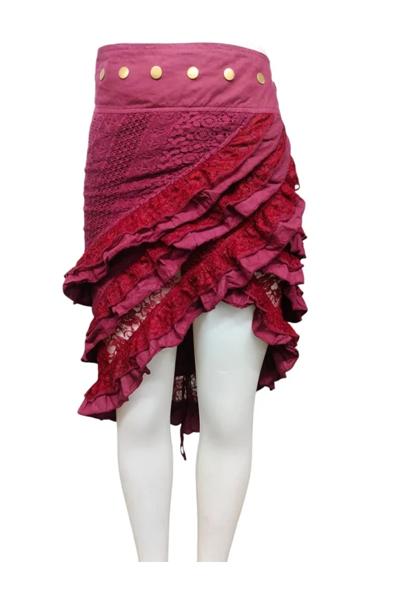 Pixie Wrap Fairy Long Ruffle Skirt, Elven Skirt, Festival Skirt, Gypsy Skirt