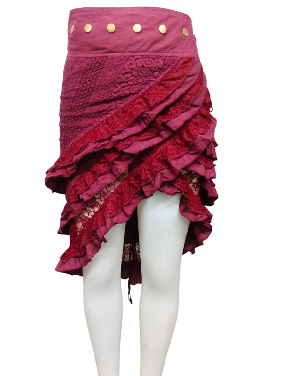 Pixie Wrap Fairy Long Ruffle Skirt, Elven Skirt, Festival Skirt, Gypsy Skirt