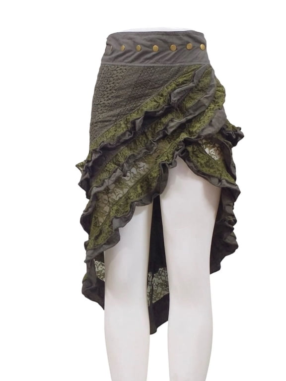 Pixie Wrap Fairy Long Ruffle Skirt, Elven Skirt, Festival Skirt, Gypsy Skirt