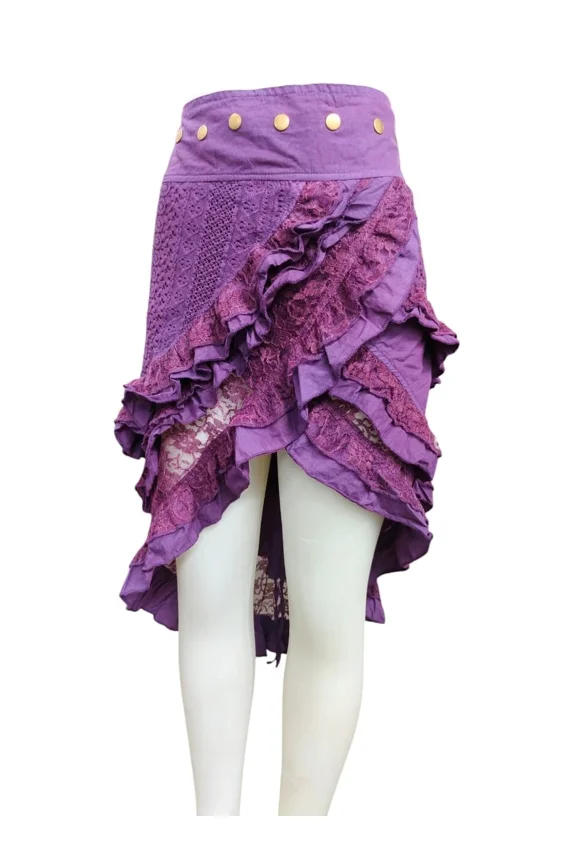 Pixie Wrap Fairy Long Ruffle Skirt, Elven Skirt, Festival Skirt, Gypsy Skirt