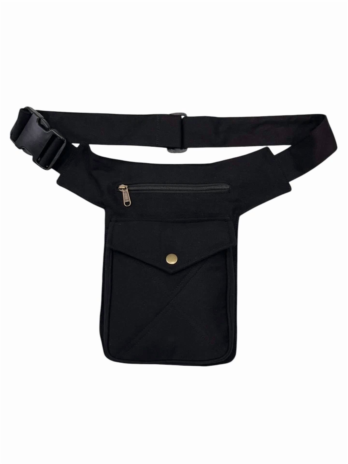 Narayani Crafts Unisex Fanny Pack Utility Waist Bag Cotton Canvas Hip Belt with Pouch Pockets