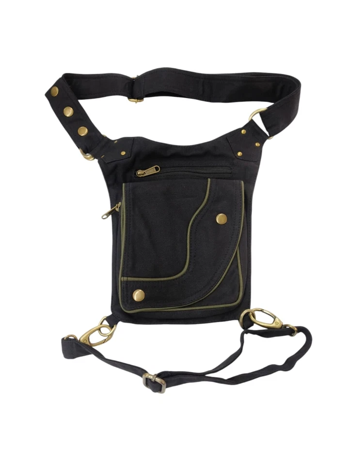 Narayani Crafts Unisex Fanny Pack Utility Waist Bag Cotton Canvas Hip Belt with Pouch Pockets