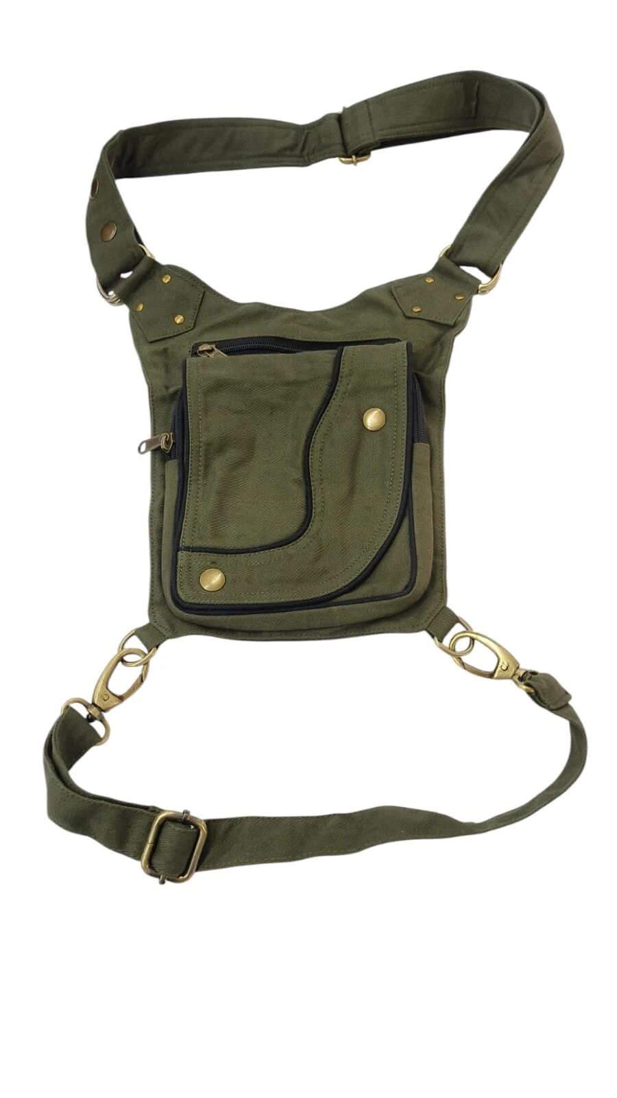 Narayani Crafts Unisex Fanny Pack Utility Waist Bag Cotton Canvas Hip Belt with Pouch Pockets