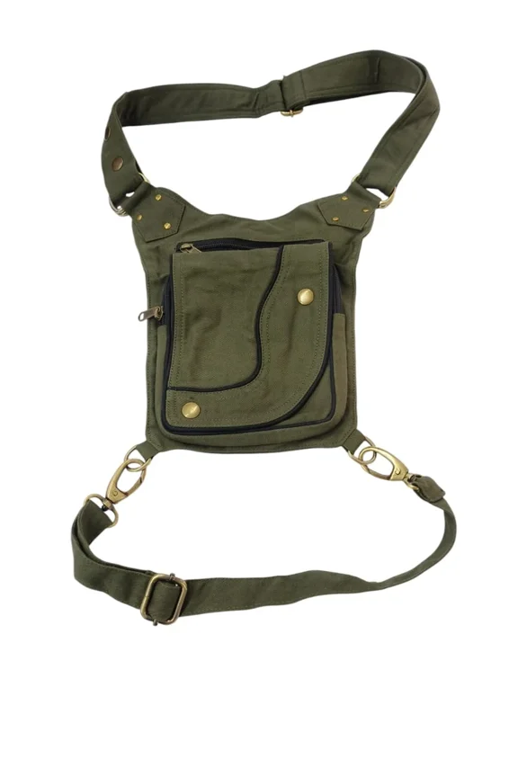 Unisex Fanny Pack Utility Waist Bag Cotton Canvas Hip Belt with Pouch Pockets