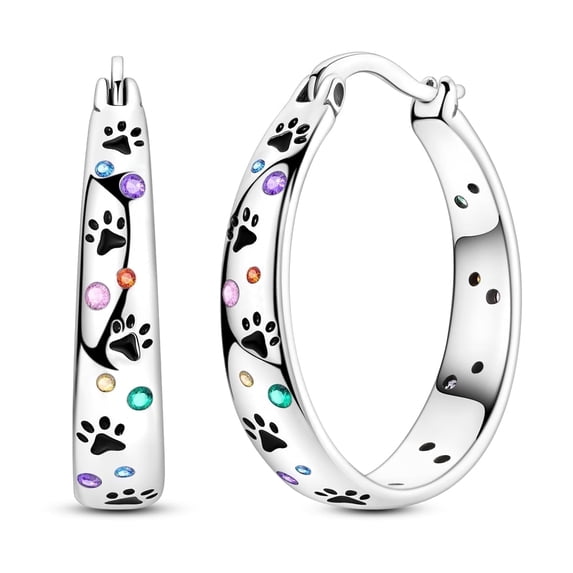 NARMO 925 Sterling Silver Colored Bubble Pawprint Hoop Earrings for Women Jewelry Making