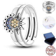 NARMO 925 Sterling Silver Open Band Ring 5A Zircon Stackable Sun Moon Romantic Love Heart for Women Jewelry Gift
