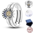 thumbnail image 1 of NARMO Romantic 925 Sterling Silver Adjustable Band Ring for Women, Sparkling Cubic Zirconia Stackable Sun Moon Hypoallergenic Birthday Jewelry Gift with Box, 1 of 9