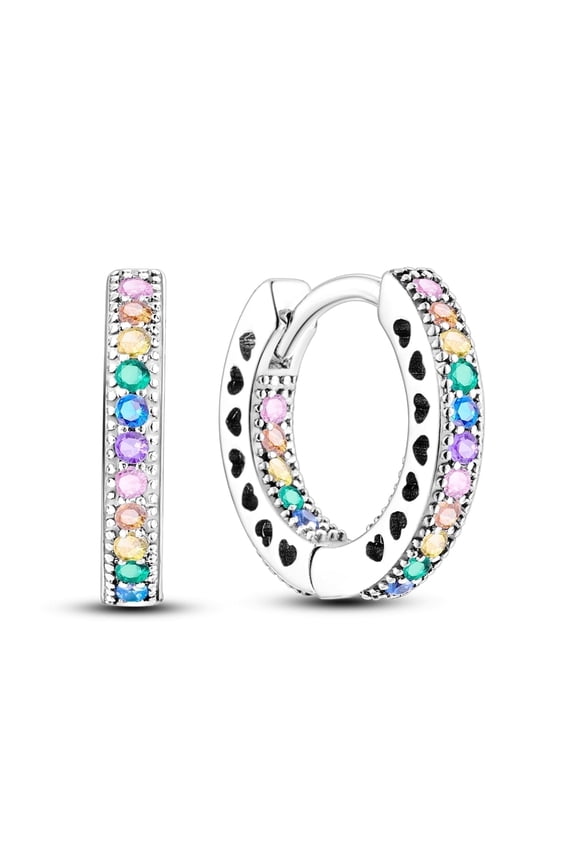 925 Sterling Silver Round Colorful 5A Zircon Hoop Earrings 5A Zircon for Women Jewelry Making