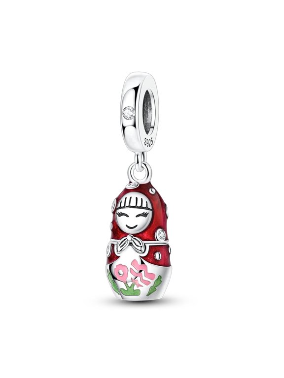 European 925 Sterling Silver DIY Charm Russian Doll fit Bracelet for Women Jewelry Gift Making