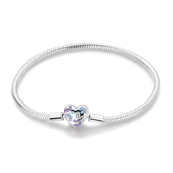 NARMO Fine Original Silver Bracelet Blue Cubic Zirconia Flying Butterfly Clasp fit Women Charms Jewelry