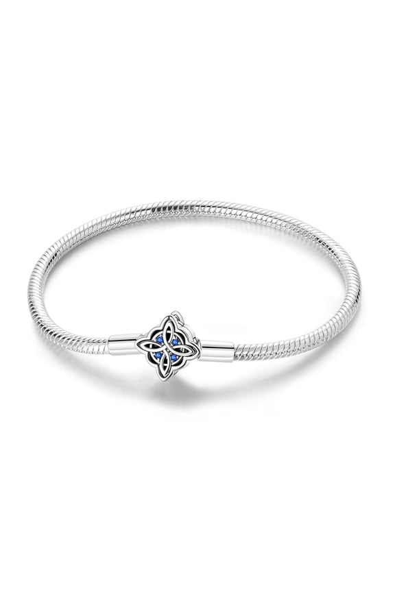 Fine Original 925 Sterling Silver Snake Bracelet Blue Cubic Zirconia Knot Clasp fit Women Charms Jewelry