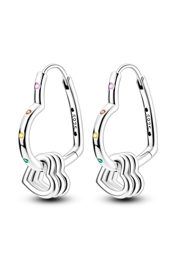 Original 925 Sterling Silver 5A Zircon Hearts Hoop Earrings for Women Jewelry Making